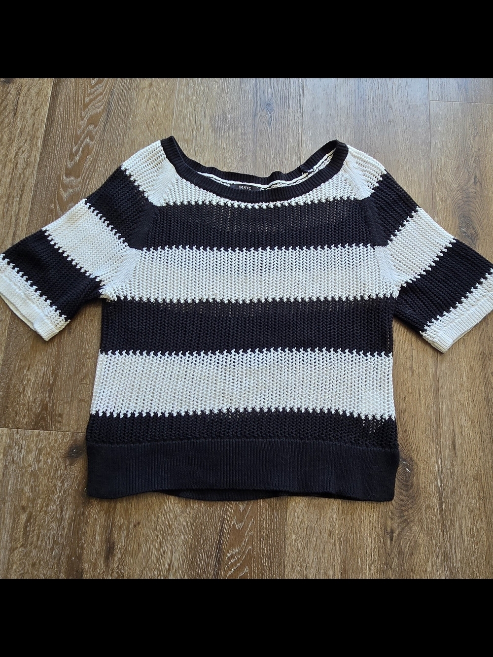 IMNYC Isaac Mizrahi Striped Knit Short-Sleeve Sweater- Size Large - Picture 2 of 4